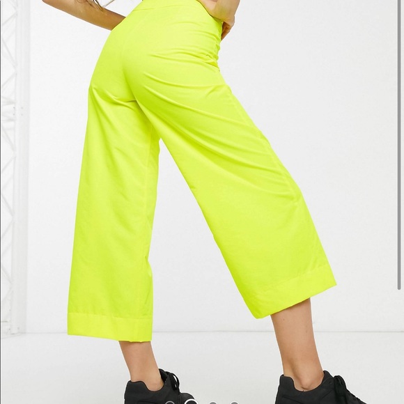 NWT ASOS Bright Yellow Shell Pants - Picture 2 of 2